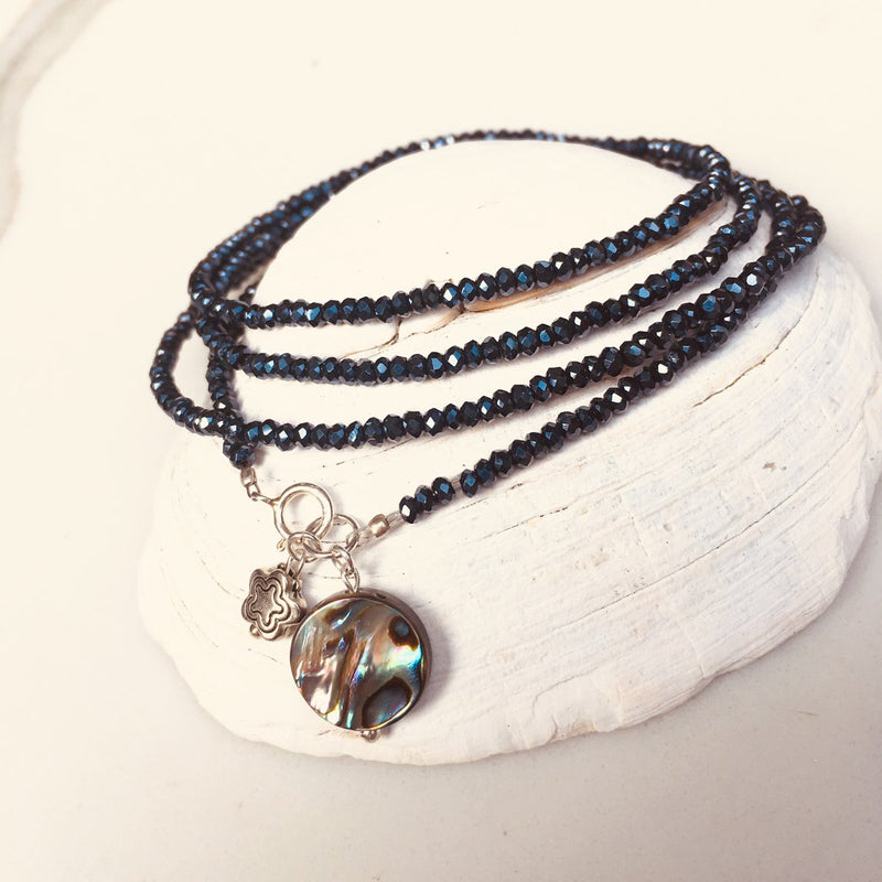Sea Goddess Gift Set: Abalone Shell Necklace, Earrings and Wrap Bracelet