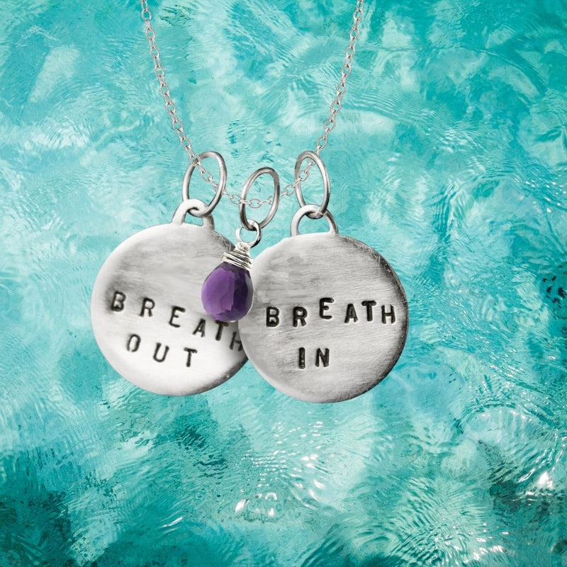 Jewelry for Stress: Breath In - Breath Out Necklace with Amethyst for Calming Emotions