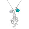 Octopus Ocean Charm Necklace with Crystals