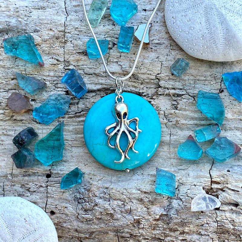 Ocean Inspired Jewelry Set: Octopus Necklace and Octopus Earrings to Symbolize Adaptability, jewelry inspired by the sea