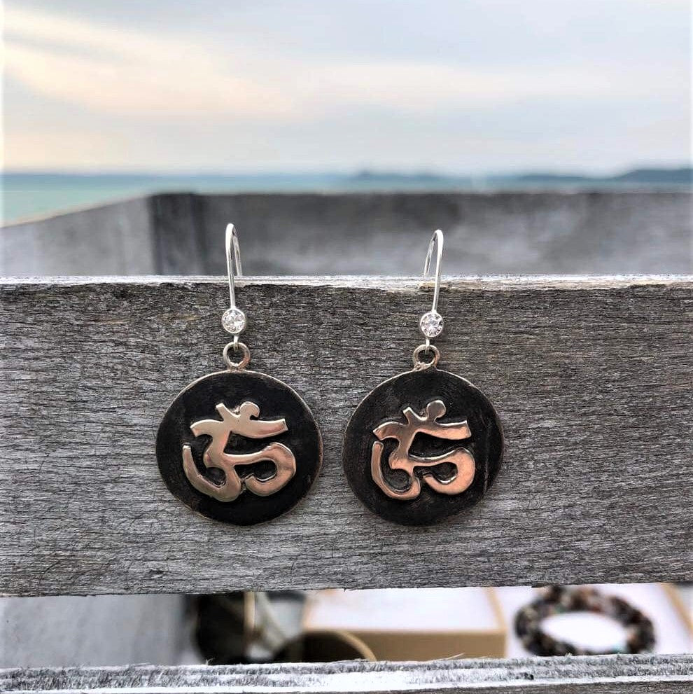 antique OHM Mind, Body and Spirit Earrings