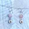 Sterling Silver Yoga Inspired Ohm Earrings with Rose Quartz to Hear the Sound of the Universe