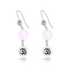 Sterling Silver Yoga Inspired Ohm Earrings with Rose Quartz