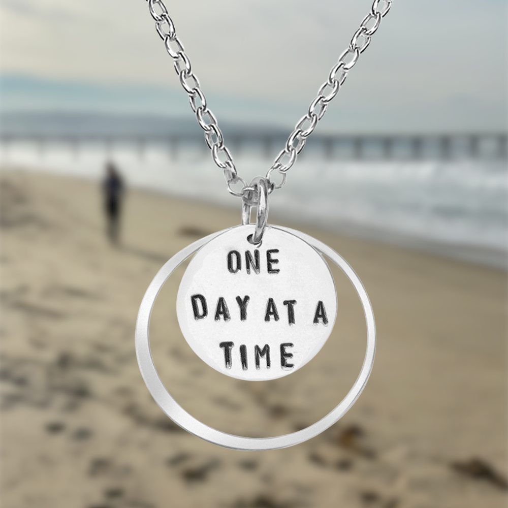 Inspirational Sterling Silver One Day at a Time Necklace
