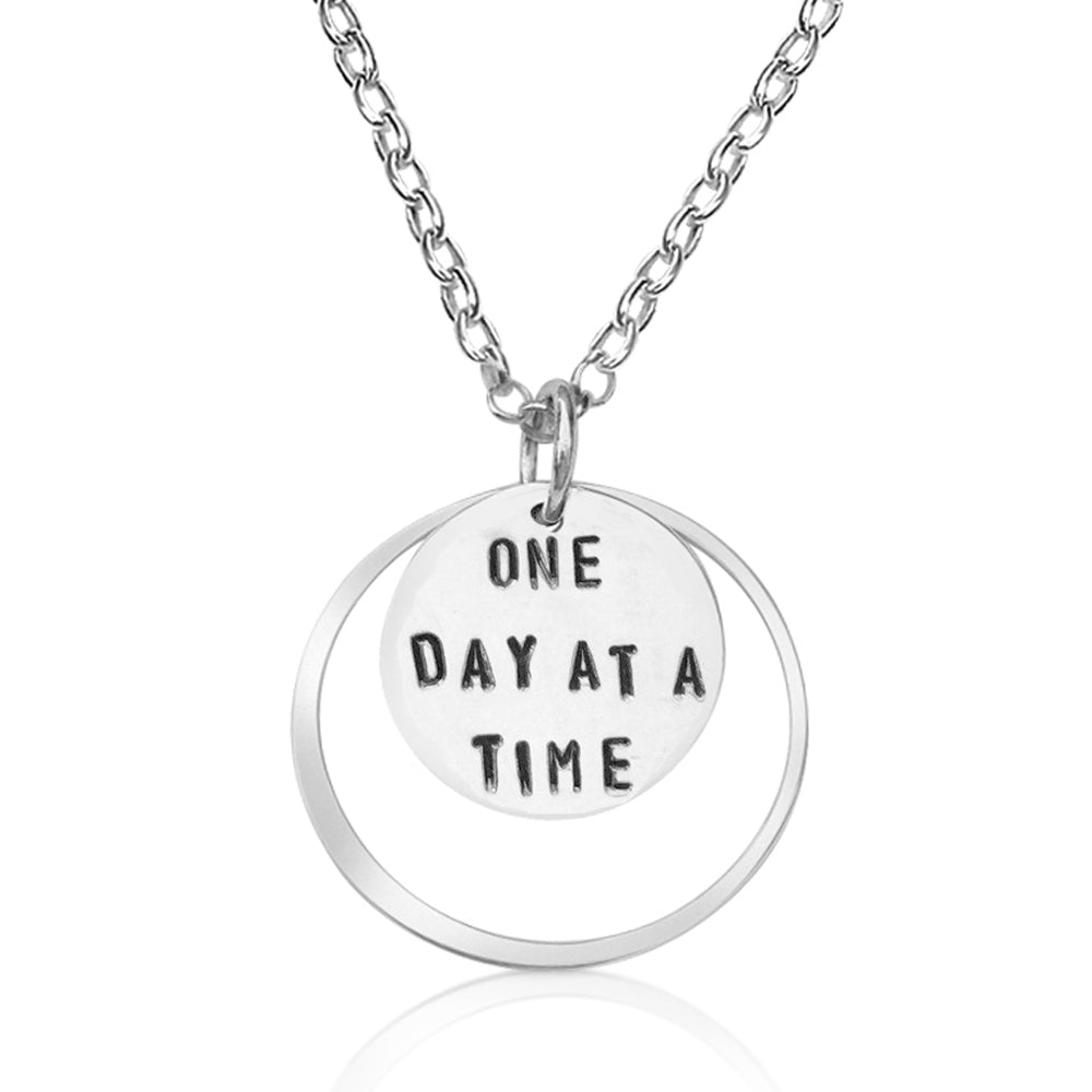Inspirational Sterling Silver One Day at a Time Necklace