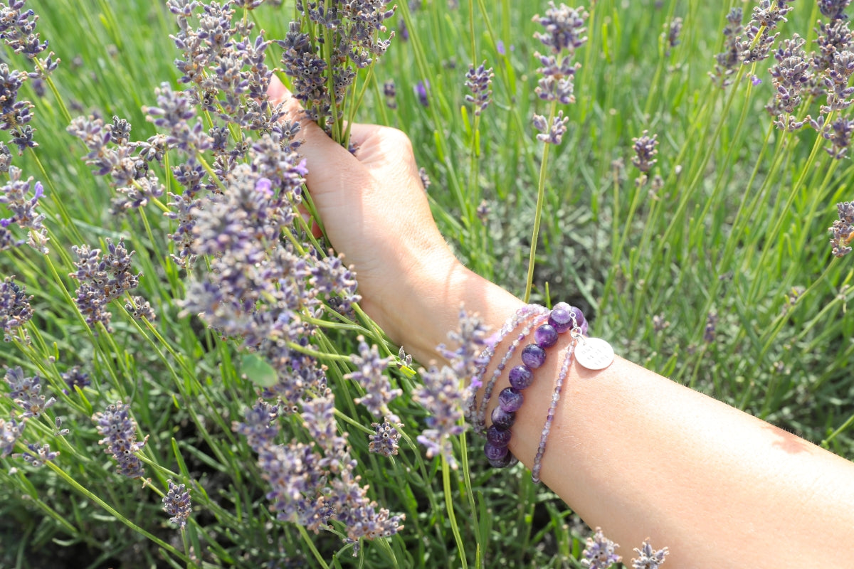 One Day at a Time - Inspirational Amethyst Bracelet and Wrap Bracelet