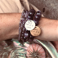 One Day at a Time Inspirational Amethyst Bracelet and Wrap Trio