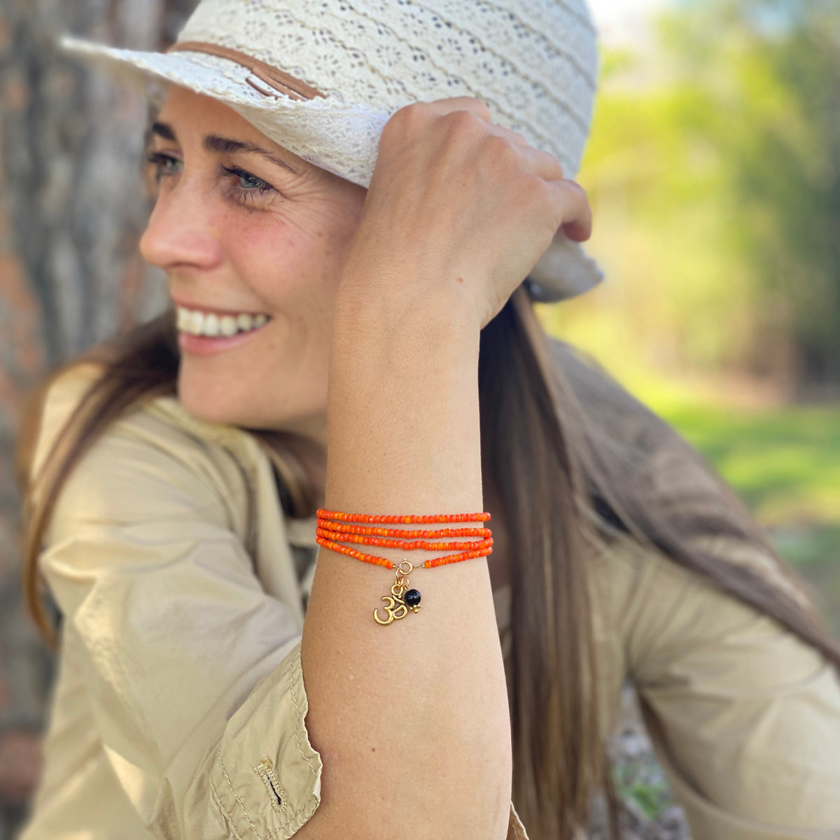 Orange Wrap Bracelet with Ohm for Creativity