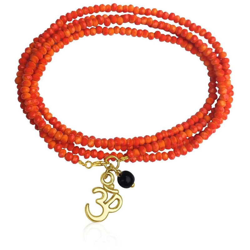 Orange Crystal Wrap Bracelet with Ohm for Creativity