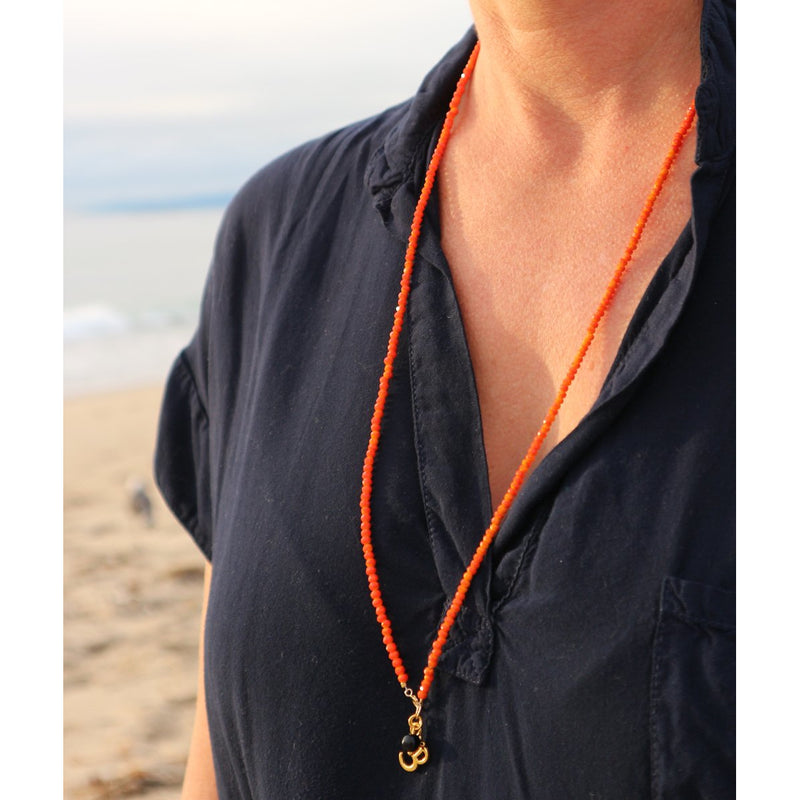 Orange Crystal Necklace with Ohm for Creativity