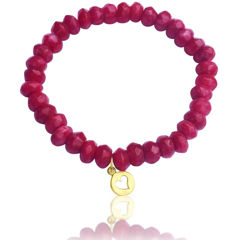 Gold Filled Heart Charm on a Pink Agate Bracelet to Harmonize Your Life