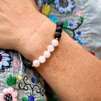 Lava Stone with Pink Agate Bracelet for Loving Thoughts