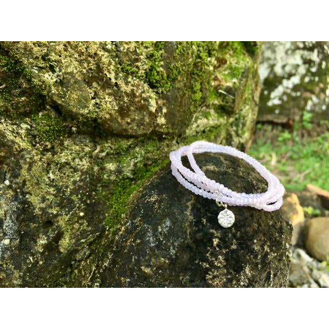 Pink Crystal Wrap Bracelet for Acceptance with a Sterling Silver Compass Charm