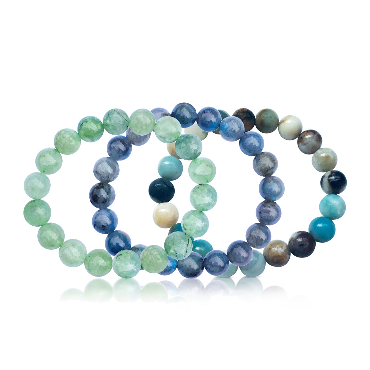 Labradorite, Prehnite and Amazonite Bracelet Trio to Assists in Dealing with Feelings of Constant Change in Our Lives. 