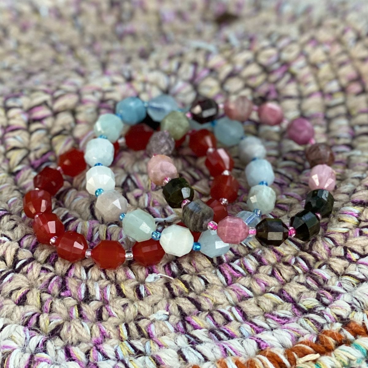 Healing Tube Crystal Bracelet Trio Carnelian Bracelet for Self Esteem Aquamarine Bracelet for Hope Tourmaline Bracelet for Self Confidence