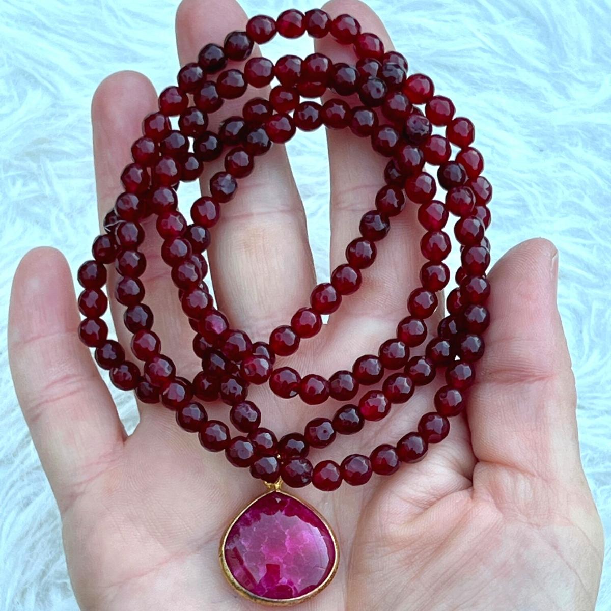 Honor and Compassion Ruby Necklace with Red Agate. ONLY 14 AVAILABLE. This is truly a meaningful piece and supports Charity. 