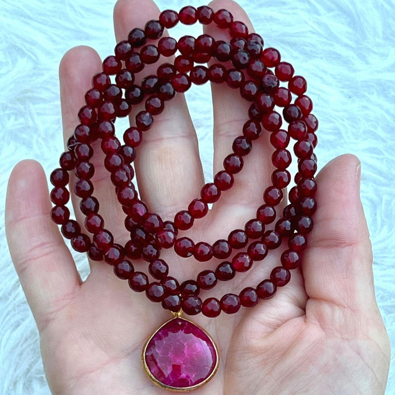 Honor and Compassion Ruby Necklace with Red Agate. ONLY 14 AVAILABLE. This is truly a meaningful piece and supports Charity. 