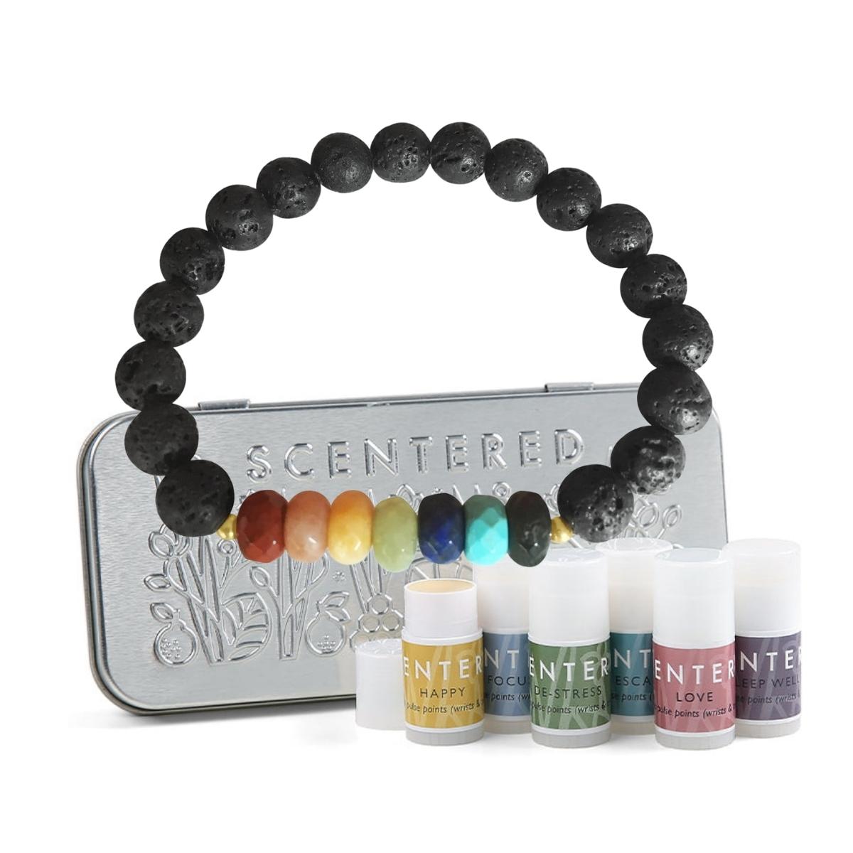 Lava Stone Chakra Bracelet with Healing Gemstones to Release Emotional Baggage. Best gemstones for chakra healing. Now available with Mindful Aromatherapy Mini Balms. Ready, set, relax with the perfect wellbeing ritual.