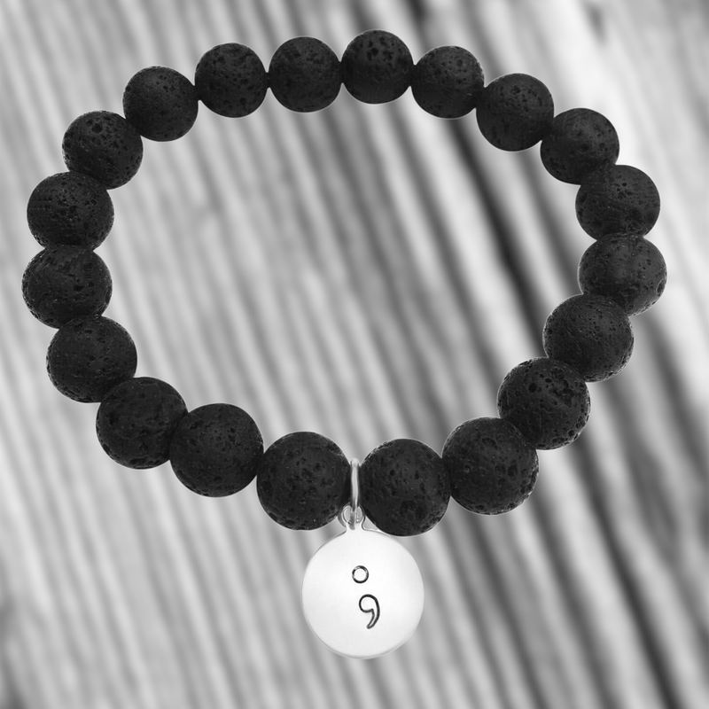 My Story isn't Over Bracelet with Semicolon and Lava Stone