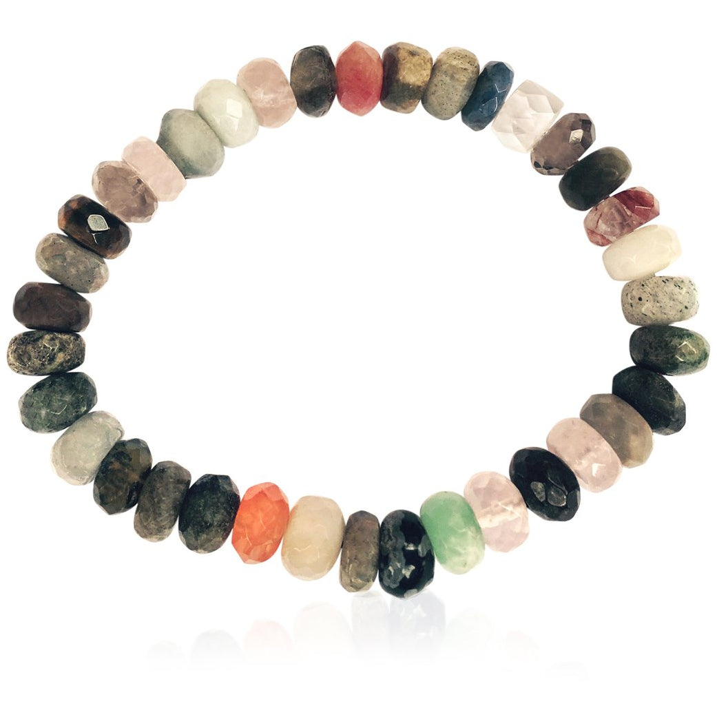 Mindfulness Bracelet with a Mix of Semi-Precious Chakra Healing Stones