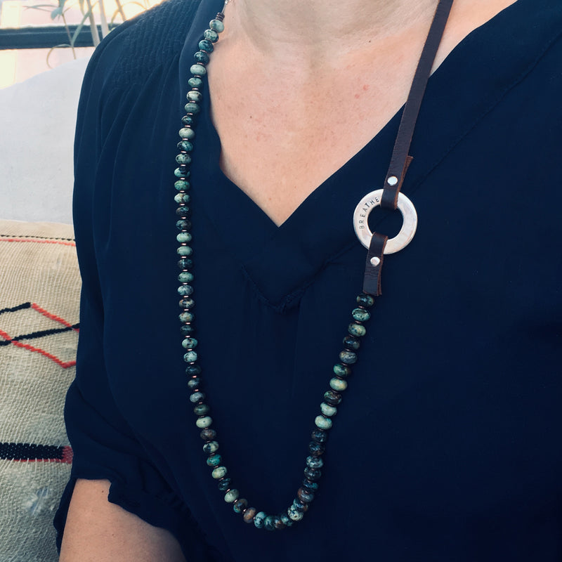 Serenity African Turquoise  Breathe Necklace to Remind you to Enjoy the Journey