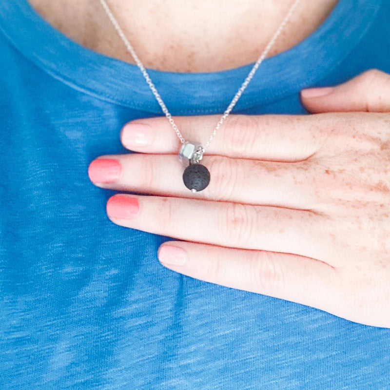 Zero Waste Charm Necklace with Lava Stone