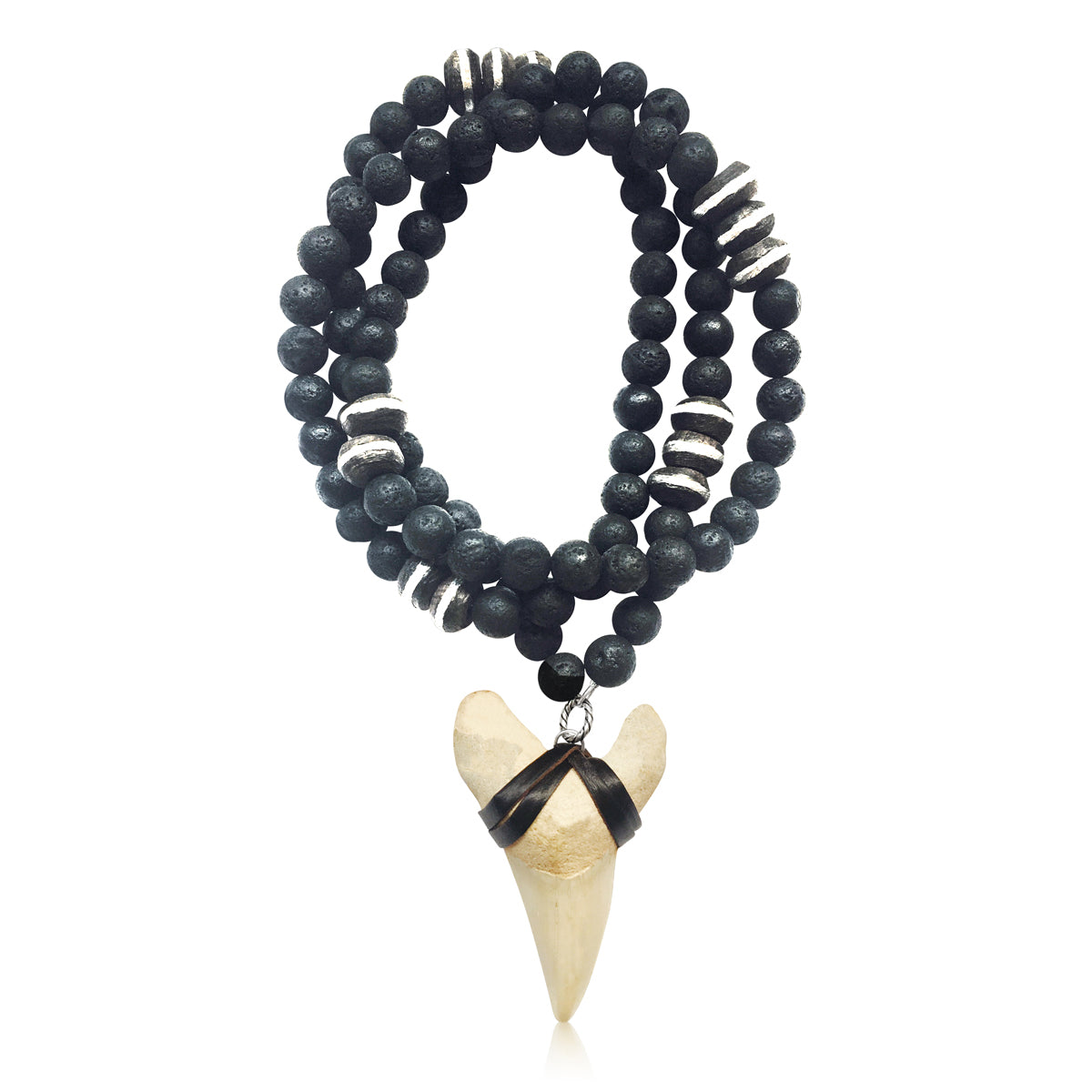 Shark Tooth Necklace for the Adrenaline Hunters and Shark Lovers - Ebony Wood and Lava