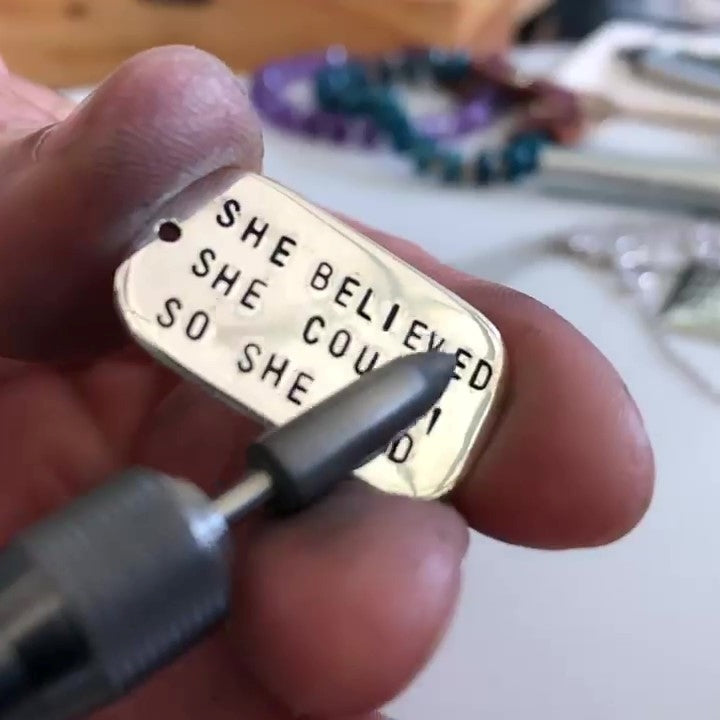 Creating Sterling Silver She Believed She Could So She Did Dog Tag Necklace