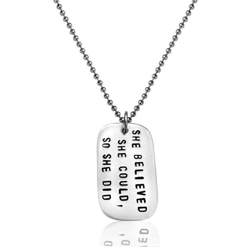 Sterling Silver She Believed She Could So She Did Dog Tag Necklace