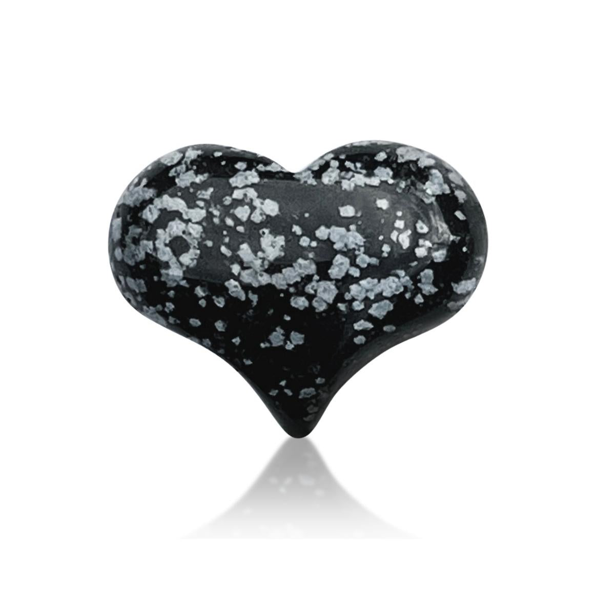 Snowflake Obsidian Heart Shaped Healing Gemstone for Releasing “Wrong Thinking” and stressful mental patterns. Snowflake Obsidian is calming and soothing.  It teaches you to value mistakes as well as successes.  A stone of purity, Snowflake Obsidian provides balance for body, mind and spirit. 