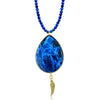 Sodalite and Lapis Lazuli Necklace for Rational Thoughts with a Protective Angel Wing