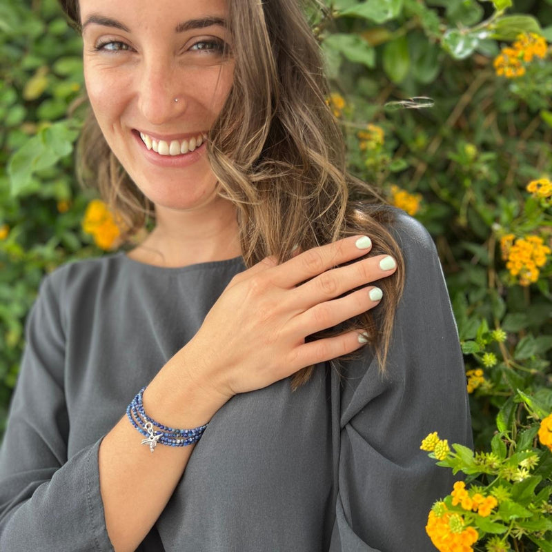 The Lightness of Being Sodalite Wrap Bracelet with a Hummingbird. Sodalite Bracelet for Rational Thoughts. Sodalite encourages objectivity and intuition. Sodalite healing bracelet. Hummingbirds mean that the spirit of a loved one is near.
