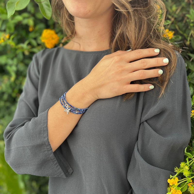 The Lightness of Being Sodalite Wrap Bracelet with a Hummingbird. Sodalite Bracelet for Rational Thoughts. Sodalite encourages objectivity and intuition. Sodalite healing bracelet. Hummingbirds mean that the spirit of a loved one is near.
