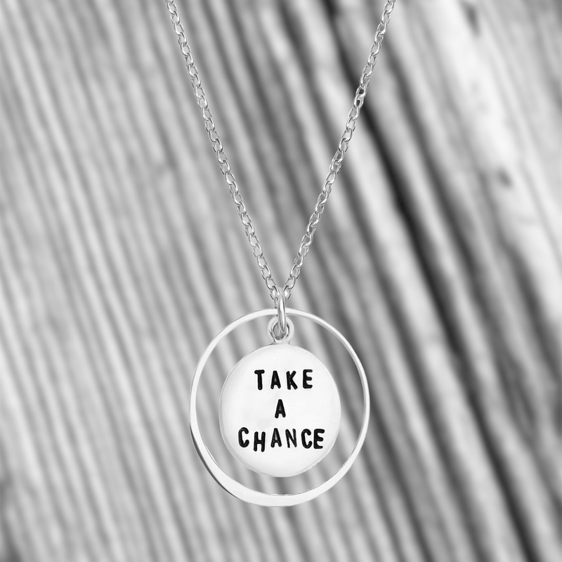 Inspirational Sterling Silver Take a Chance Necklace
