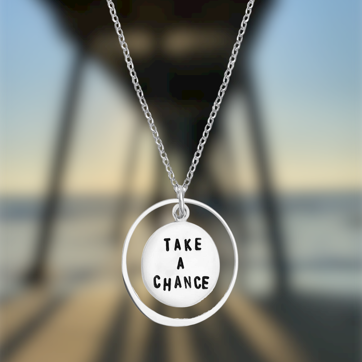 Inspirational Sterling Silver Take a Chance Necklace