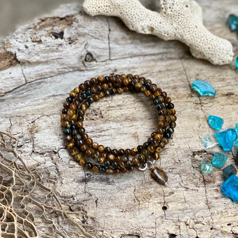 Tiger Eye Wrap Bracelet for Focus -  Mindfulness Yoga Accessory Gemstone Bracelet to promote balance and strength to get through difficult phases of life. 