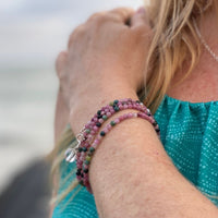 Emotional Healing Rainbow Chakra Tourmaline Wrap Bracelet for Self Love with a Clear Crystal. If  you don't love yourself, you can not love others. Self Love, Forgiveness. Pregnancy Bracelet, Hormone Balance Bracelet. 