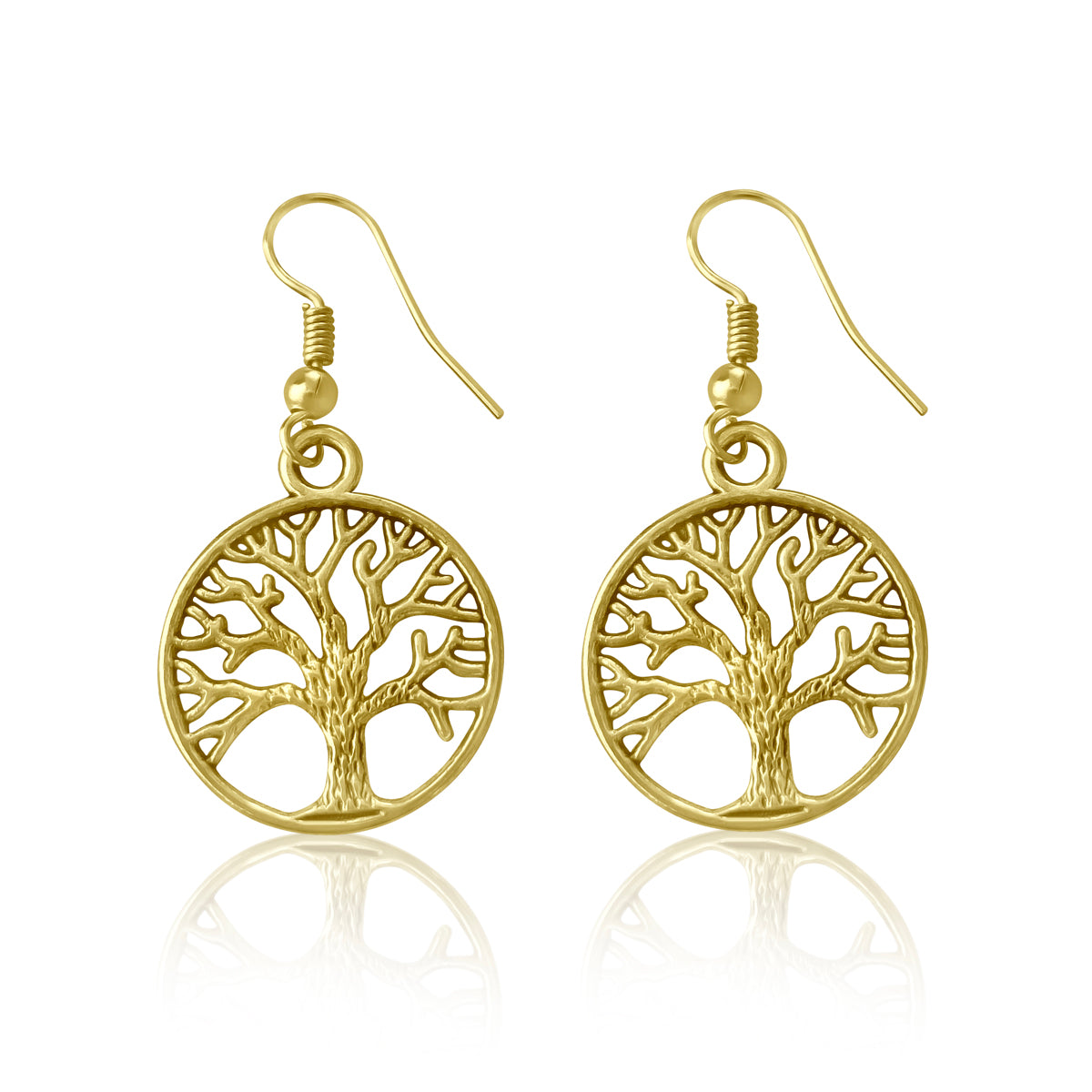 Gold Plated Earrings with Tree of Life for Grounding 