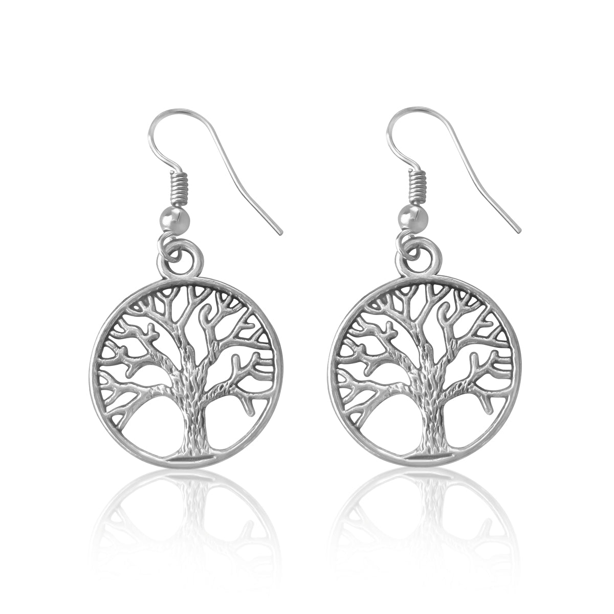 Silver Earrings with Silver EP Tree of Life for Grounding