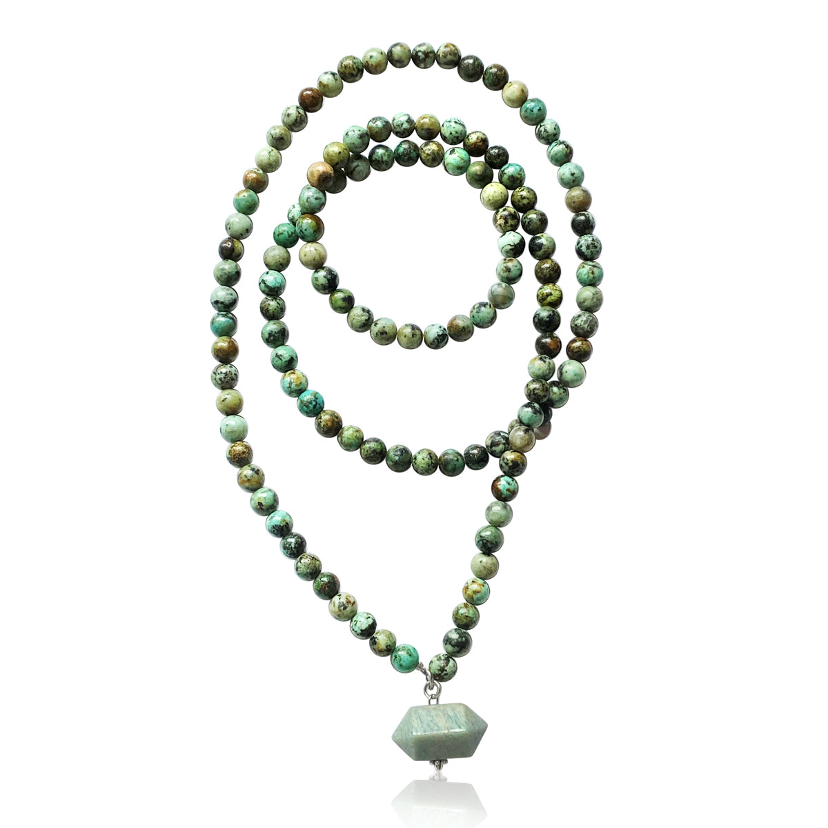 African Turquoise Necklace with Amazonite for Self-Expression. Wear the best crystals for self expression! Best crystals for self confidence, best crystals for courage