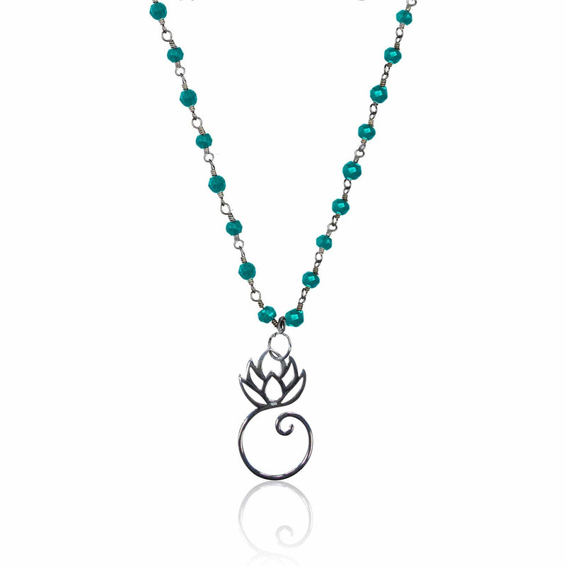 Turquoise Necklace with Lotus Flower for Exhaustion