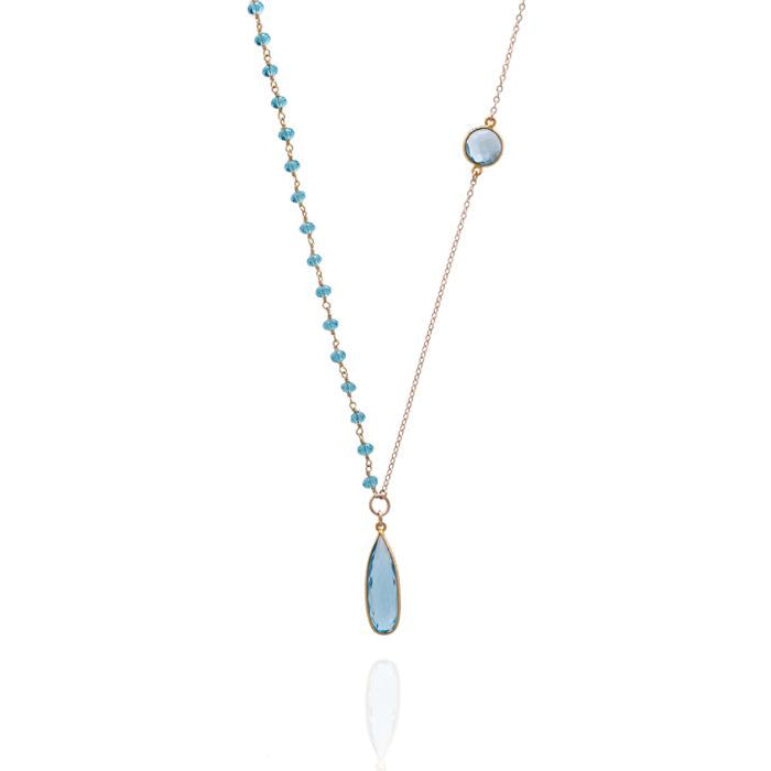 Asymmetrical Aquamarine Crystal Gold Filled Necklace for Courage