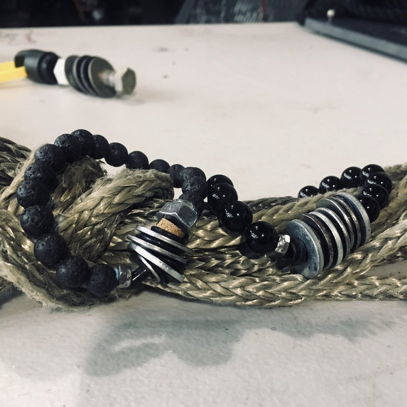 Zero Waste Bracelet with up-recycled SCUBA parts and Lava  