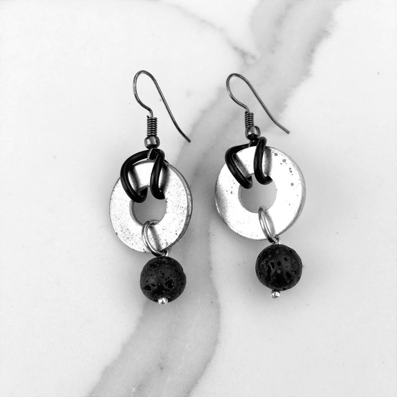 Zero Waste Earrings with up-recycled SCUBA parts