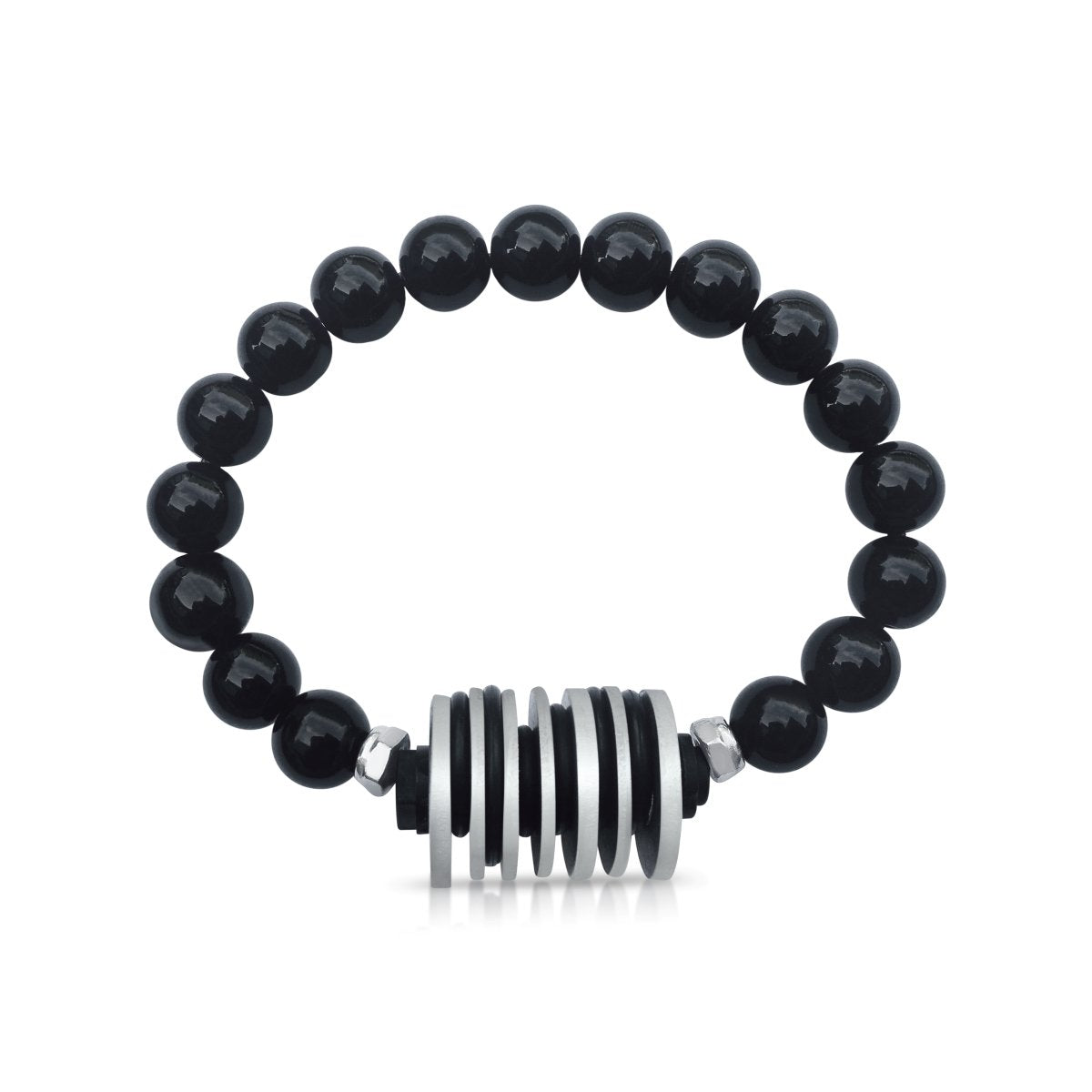 Zero Waste Bracelet with up-recycled SCUBA parts and Onyx  