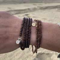 Sparkle Copper Bronze & Wood Wrap Bracelet Combo for Wisdom and Stability with Sterling Silver and Gold Filled Compass Charm