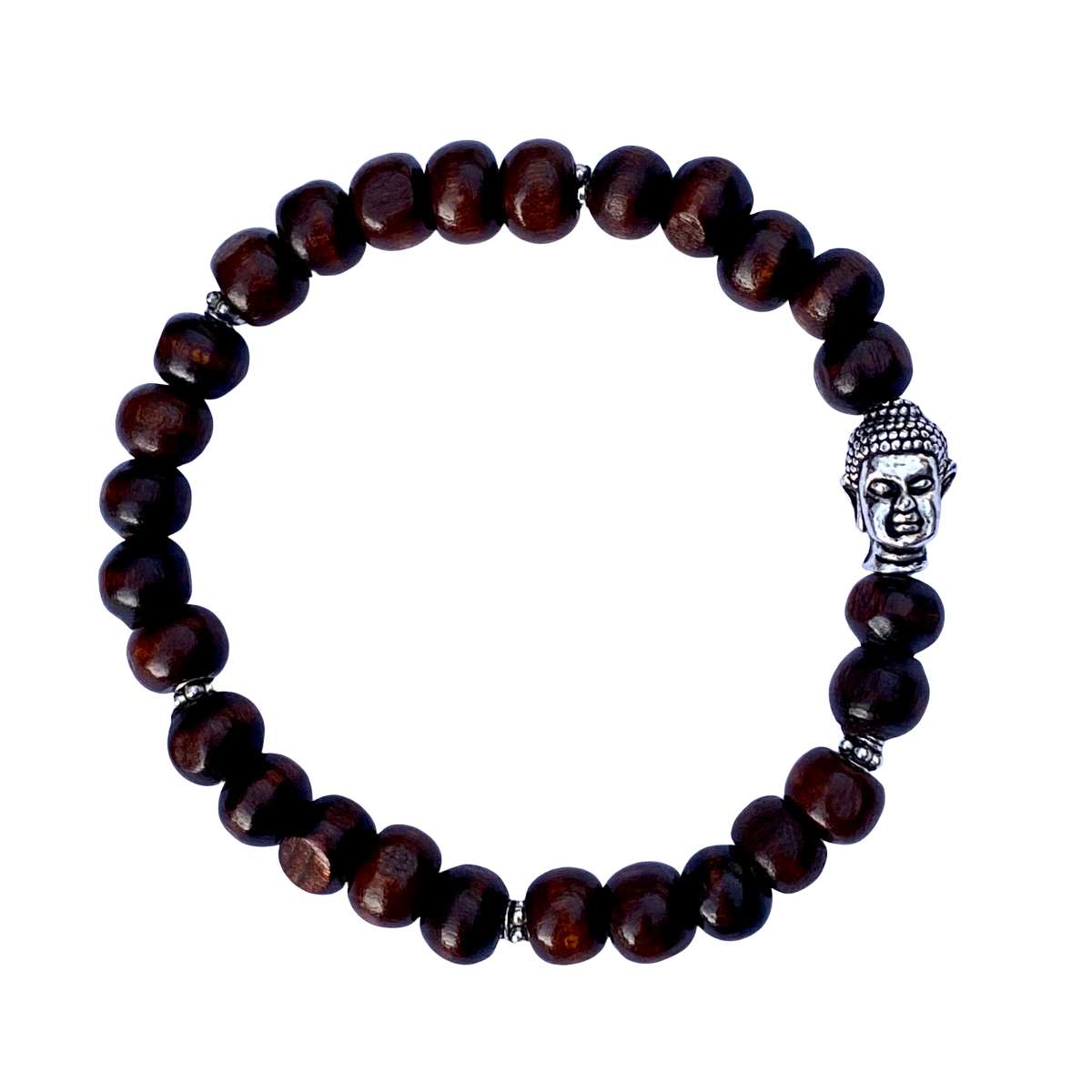 Unisex Wood Mala Bracelet with Buddha for Wisdom