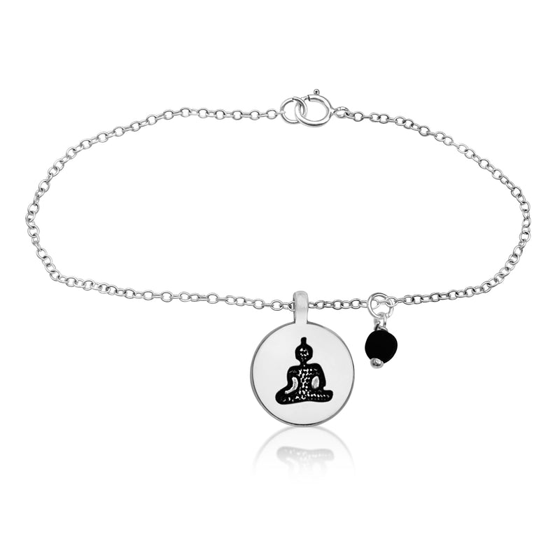 Meditating Yogi Bracelet with Lava Stone and Red Jade for Aroma Therapy from Gogh Jewelry Design