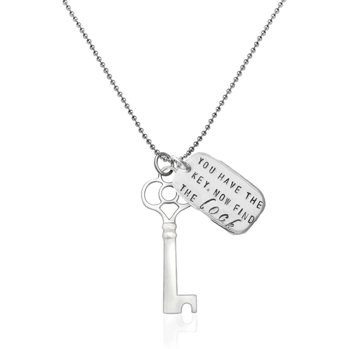 You Have the Key Now Find the Lock Sterling Silver Motivational Necklace with a Key