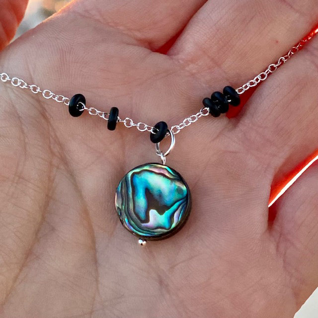 Zero Waste Abalone Necklace with Upcycled Scuba Gear O-rings